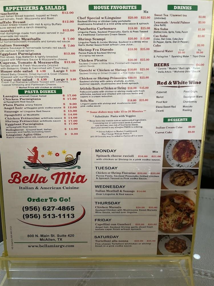 Bella Mia Menu image 1